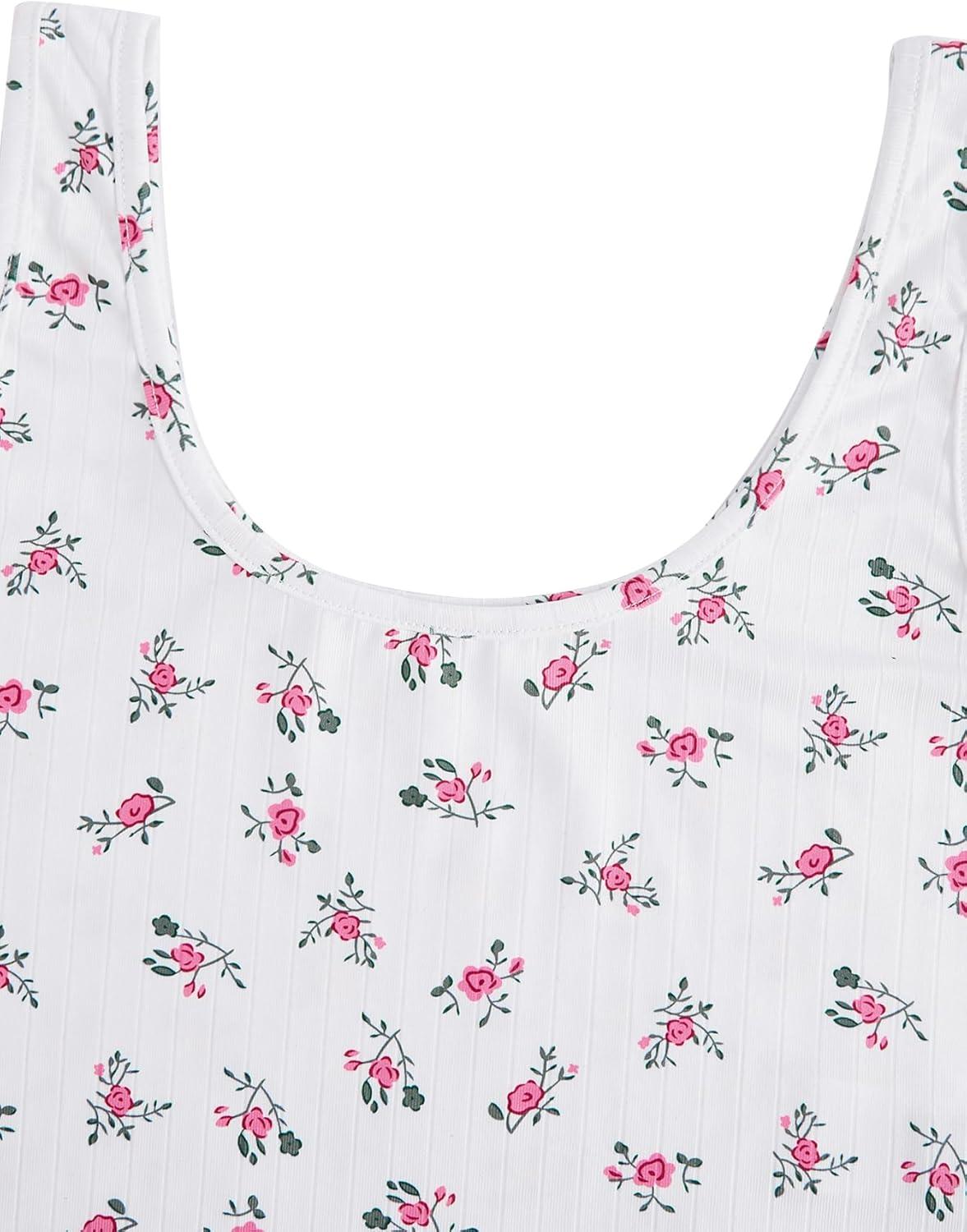 imageSweatyRocks Womens Casual Summer Floral Print Sleeveless Stretch Crop Tank TopWhite and Red