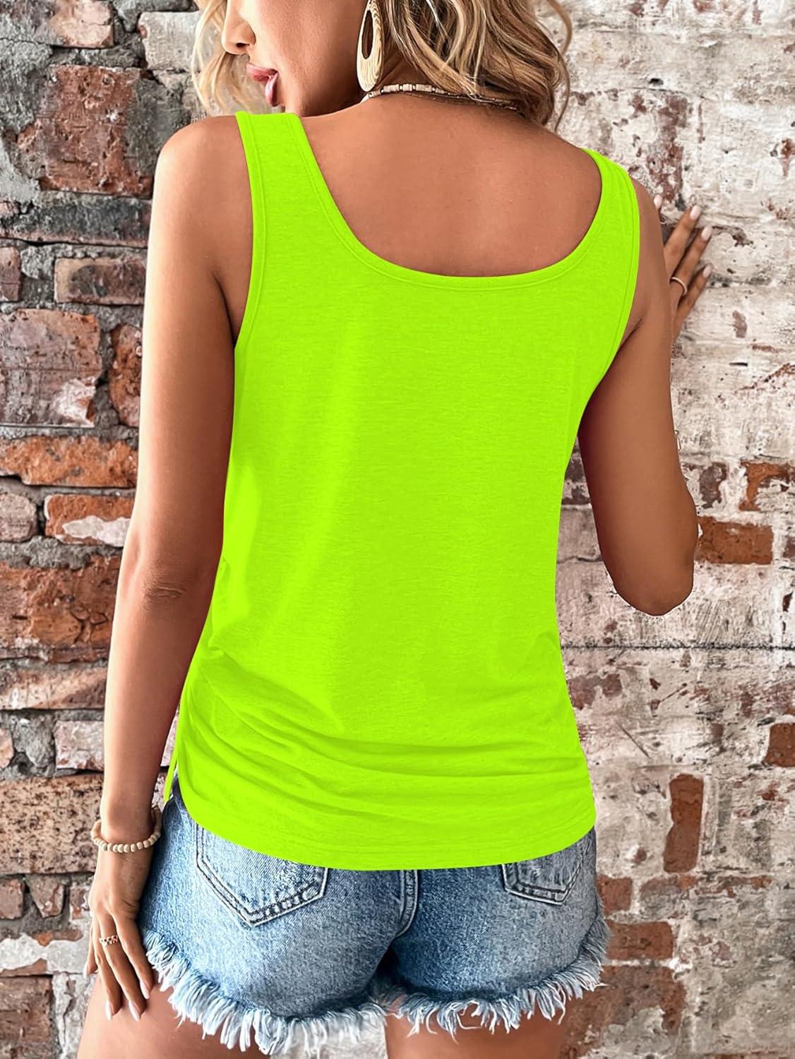 imageSweatyRocks Womens Scoop Neck Half Button Tank Top Casual Sleeveless Drawstring Tie Side TopsYellow