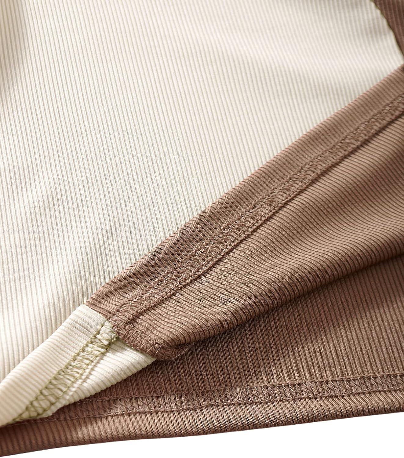 imageSweatyRocks Womens Summer Ribbed Knit Sleeveless Vest Color Block Crop Tank TopBeige Brown