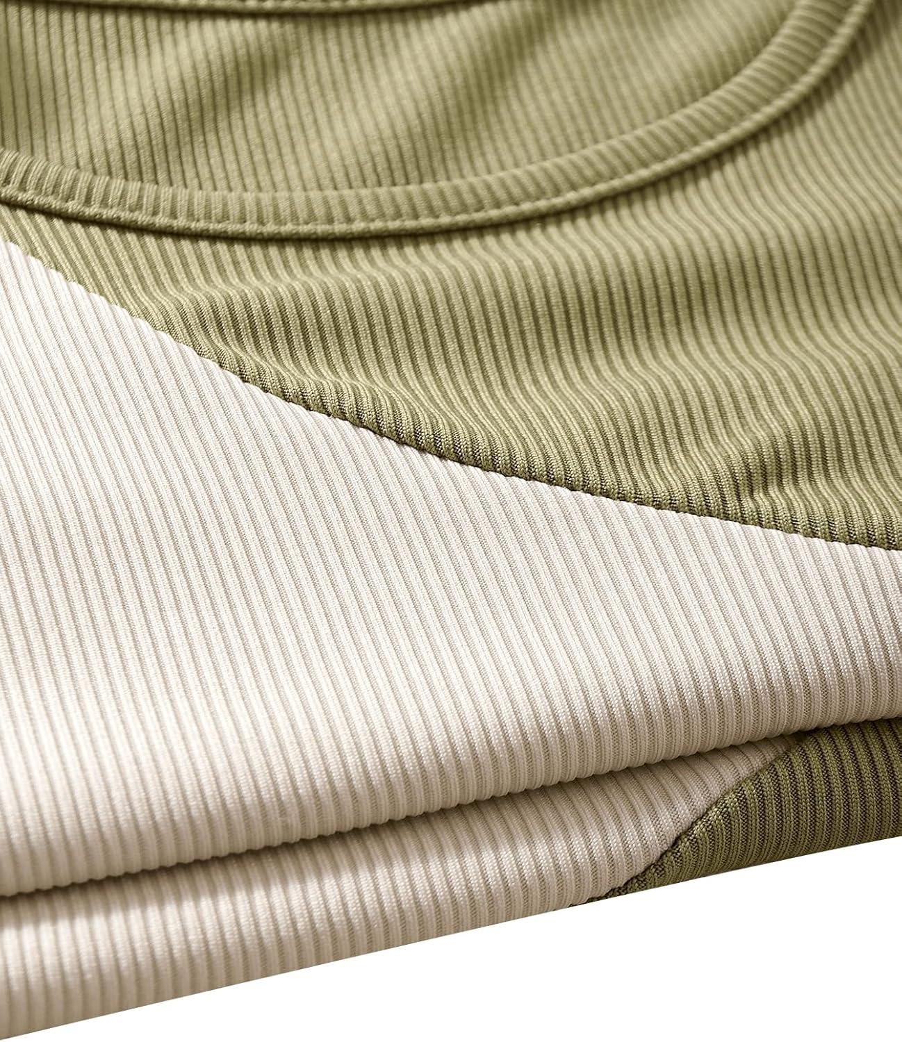 imageSweatyRocks Womens Summer Ribbed Knit Sleeveless Vest Color Block Crop Tank TopBeige Green