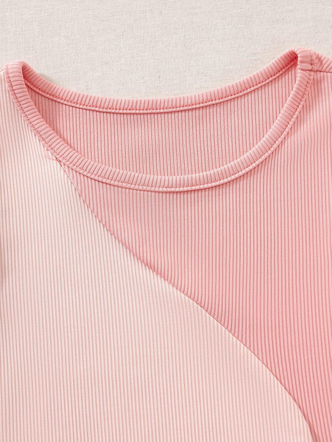 imageSweatyRocks Womens Summer Ribbed Knit Sleeveless Vest Color Block Crop Tank TopLight Pink
