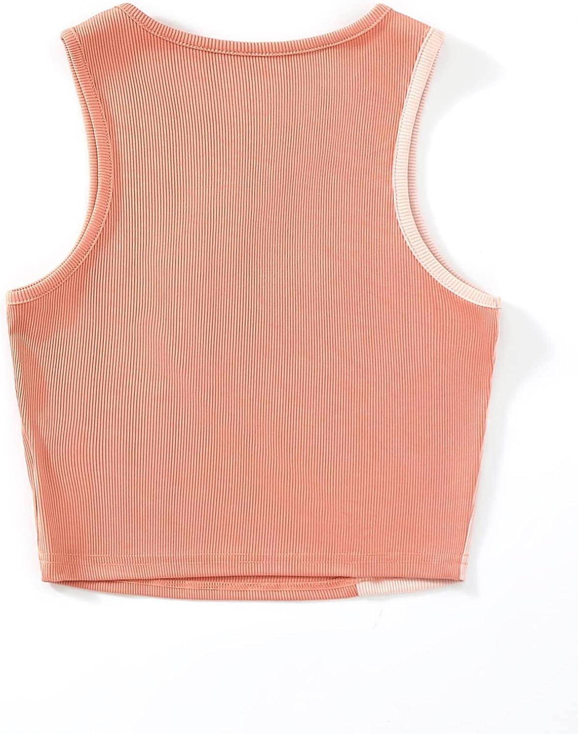 imageSweatyRocks Womens Summer Ribbed Knit Sleeveless Vest Color Block Crop Tank TopPale Pink