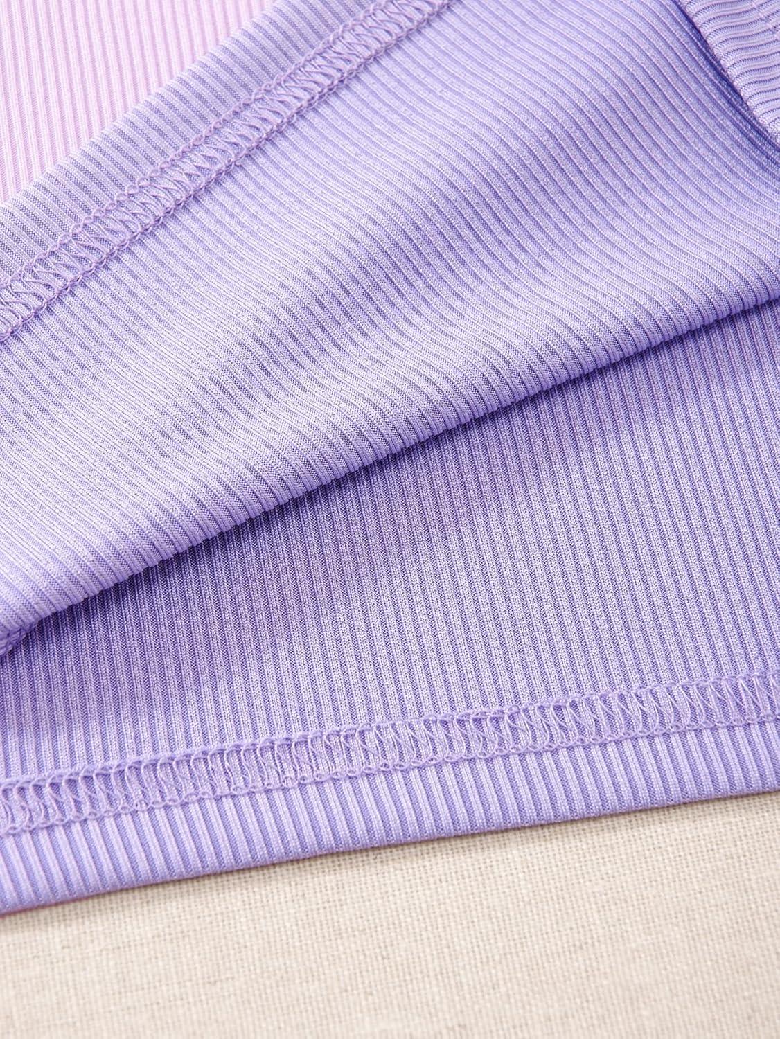 imageSweatyRocks Womens Summer Ribbed Knit Sleeveless Vest Color Block Crop Tank TopPink Purple