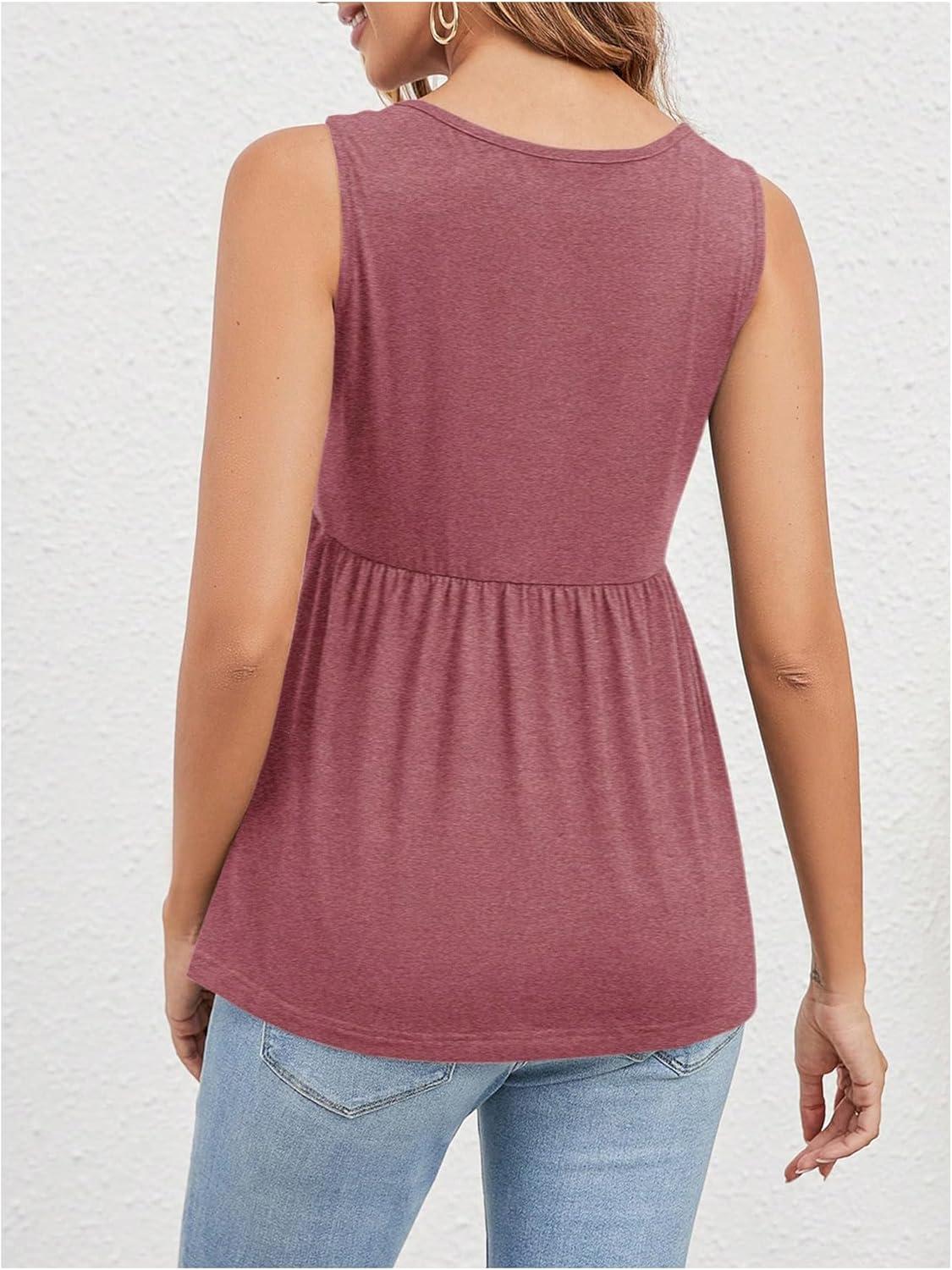 imageSweatyRocks Womens Summer Scoop Neck Ruffle Hem Babydoll Tank Sleeveless Peplum Tunic TopBurgundy