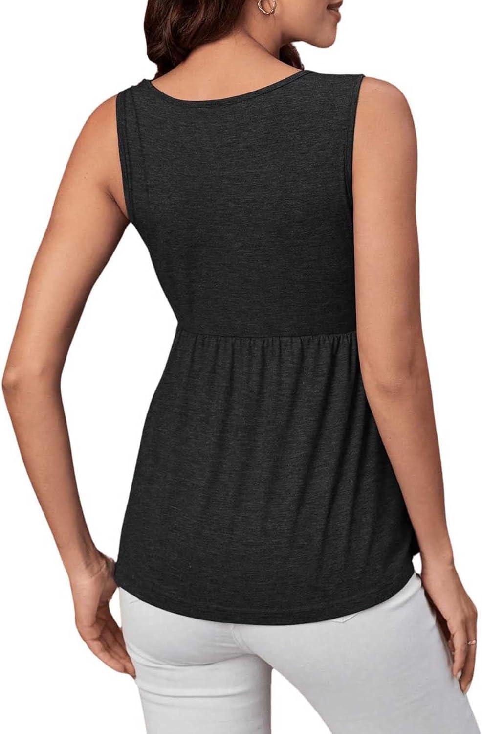 imageSweatyRocks Womens Summer Scoop Neck Ruffle Hem Babydoll Tank Sleeveless Peplum Tunic TopDark Grey