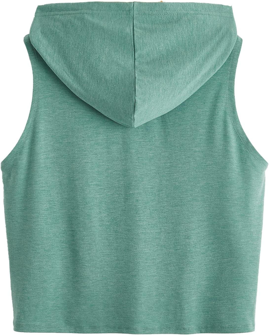 imageSweatyRocks Womens Summer Sleeveless Hooded Tank Top TShirt for Athletic Exercise Relaxed BreathableArmy Green