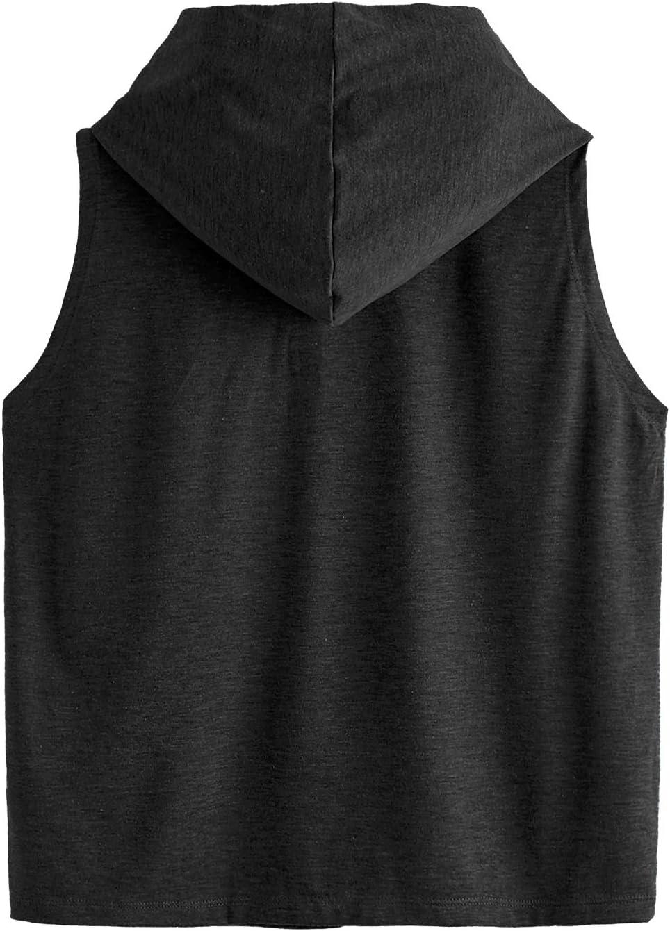 imageSweatyRocks Womens Summer Sleeveless Hooded Tank Top TShirt for Athletic Exercise Relaxed BreathableBlack
