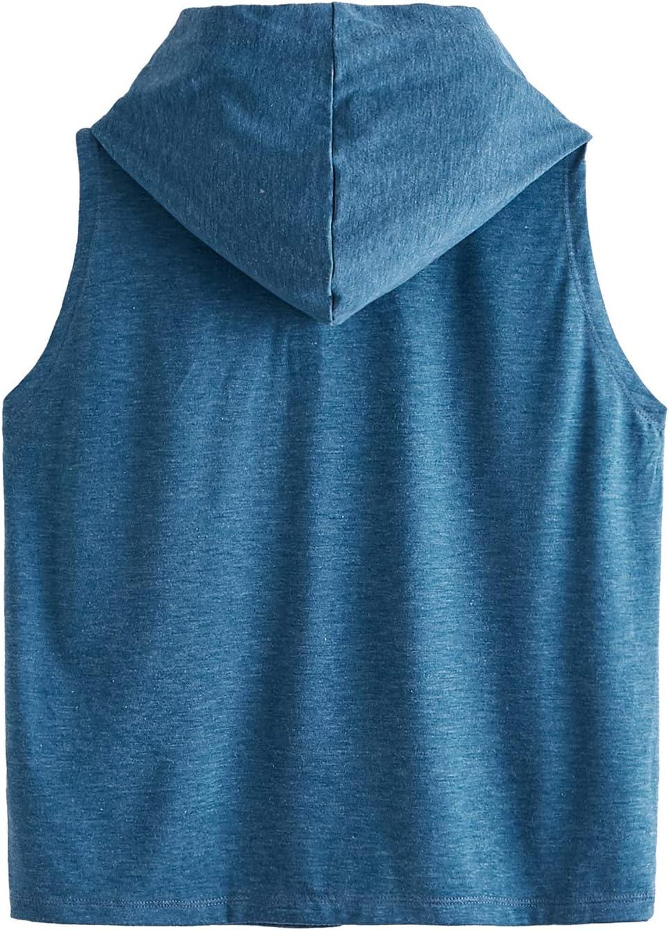 imageSweatyRocks Womens Summer Sleeveless Hooded Tank Top TShirt for Athletic Exercise Relaxed BreathableBlue