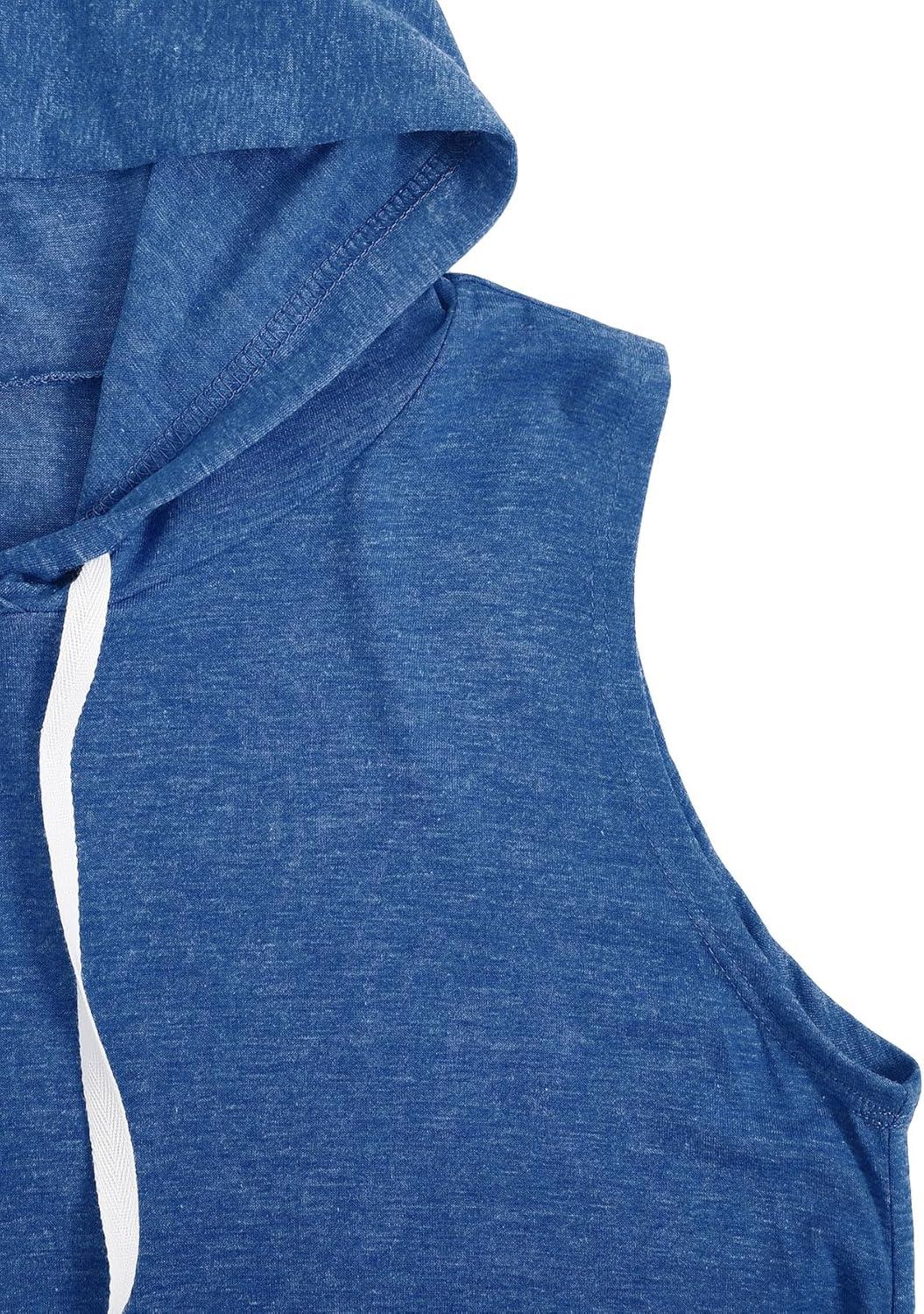 imageSweatyRocks Womens Summer Sleeveless Hooded Tank Top TShirt for Athletic Exercise Relaxed BreathableBlue Color