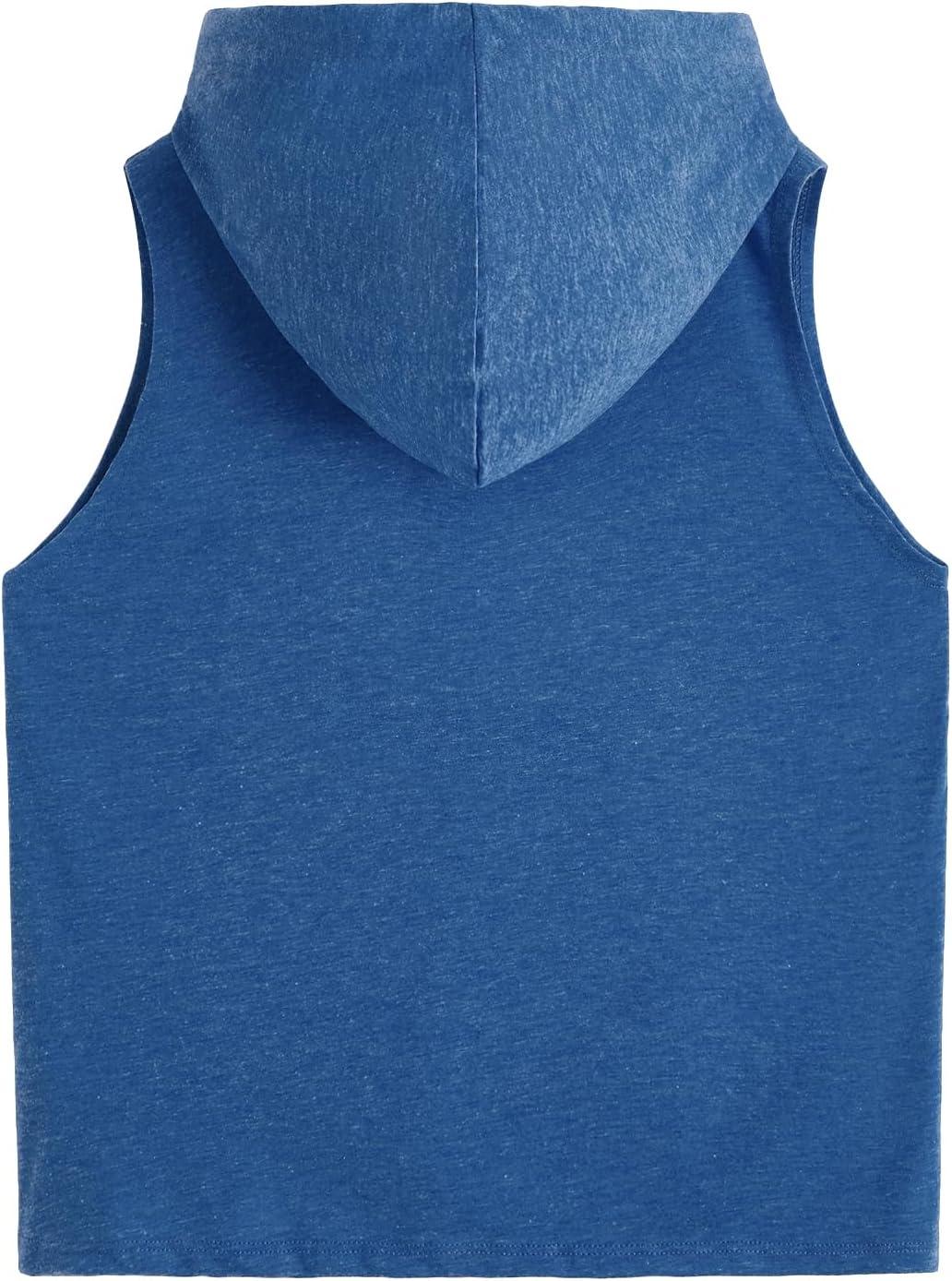 imageSweatyRocks Womens Summer Sleeveless Hooded Tank Top TShirt for Athletic Exercise Relaxed BreathableBlue Color