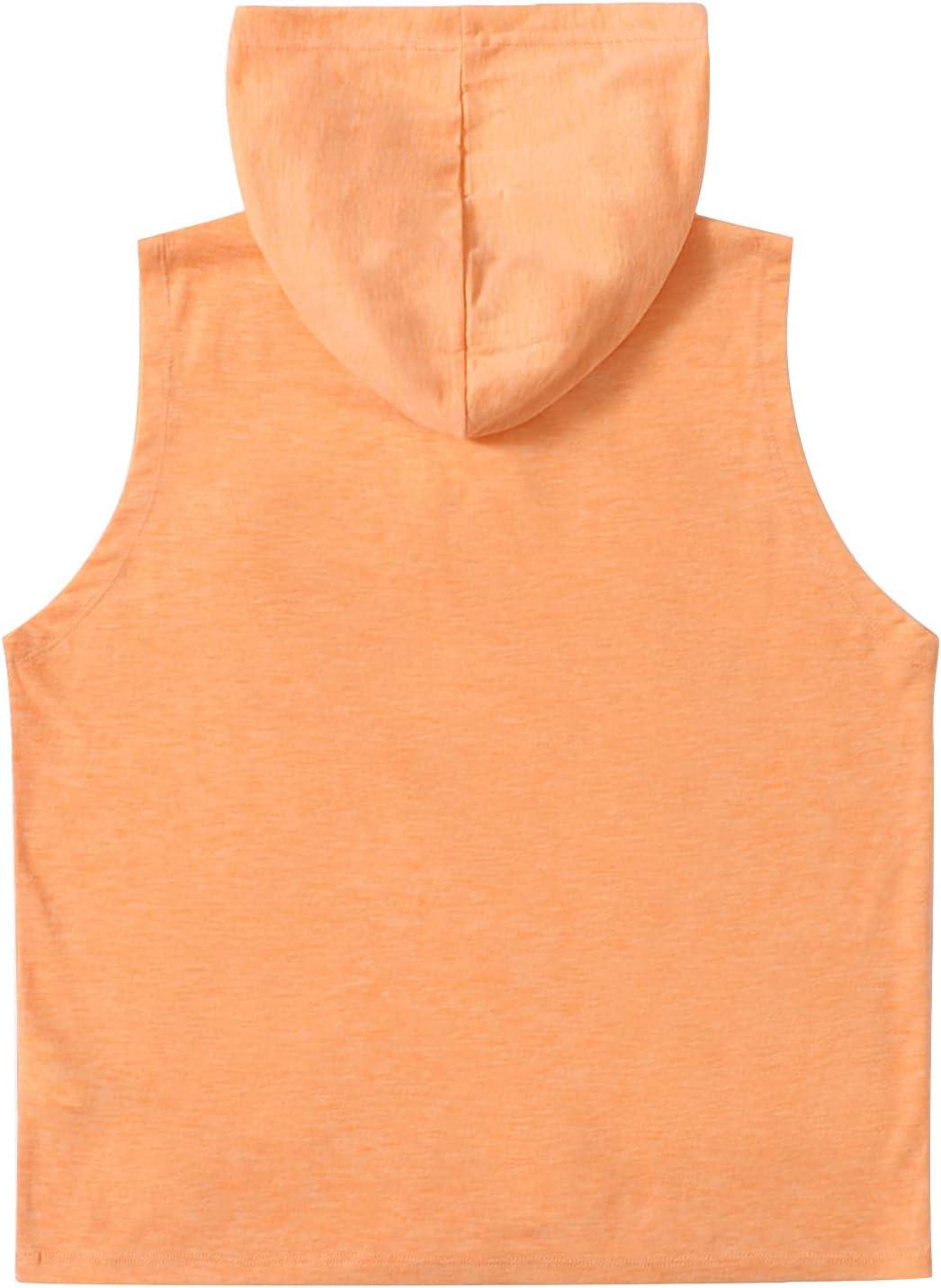 imageSweatyRocks Womens Summer Sleeveless Hooded Tank Top TShirt for Athletic Exercise Relaxed BreathableBright Orange