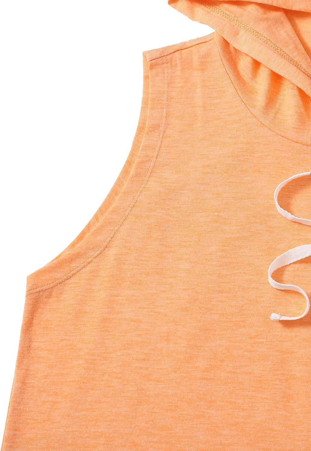 imageSweatyRocks Womens Summer Sleeveless Hooded Tank Top TShirt for Athletic Exercise Relaxed BreathableBright Orange