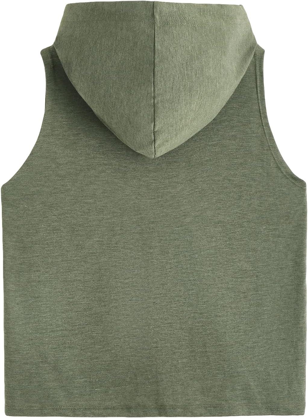 imageSweatyRocks Womens Summer Sleeveless Hooded Tank Top TShirt for Athletic Exercise Relaxed BreathableDark Green