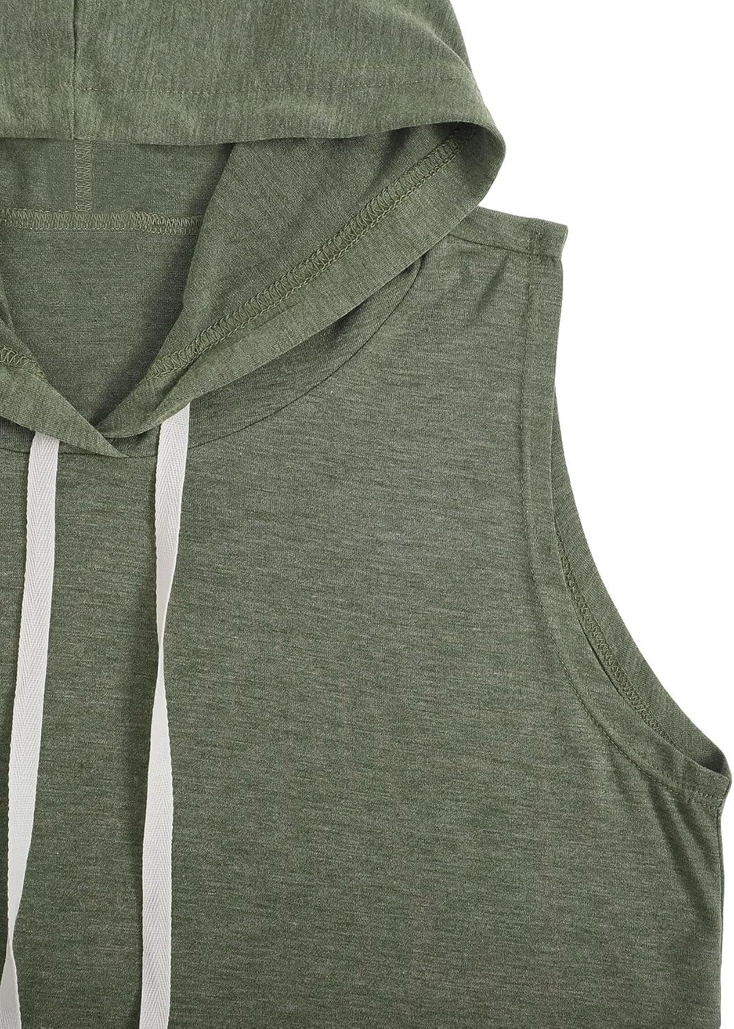 imageSweatyRocks Womens Summer Sleeveless Hooded Tank Top TShirt for Athletic Exercise Relaxed BreathableDark Green