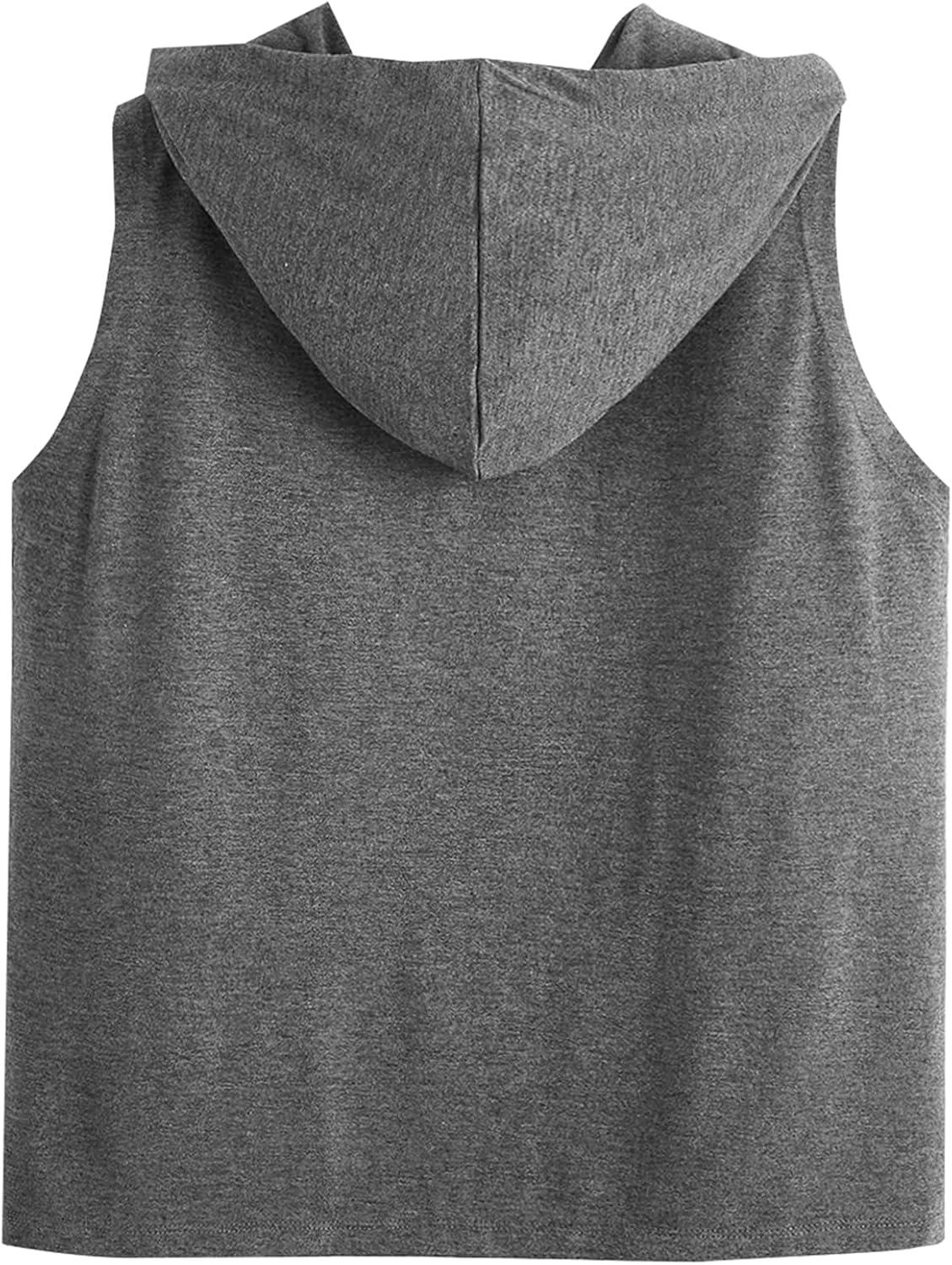 imageSweatyRocks Womens Summer Sleeveless Hooded Tank Top TShirt for Athletic Exercise Relaxed BreathableDeep Grey