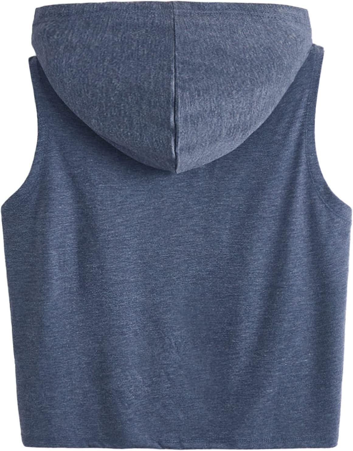imageSweatyRocks Womens Summer Sleeveless Hooded Tank Top TShirt for Athletic Exercise Relaxed BreathableDusty Blue