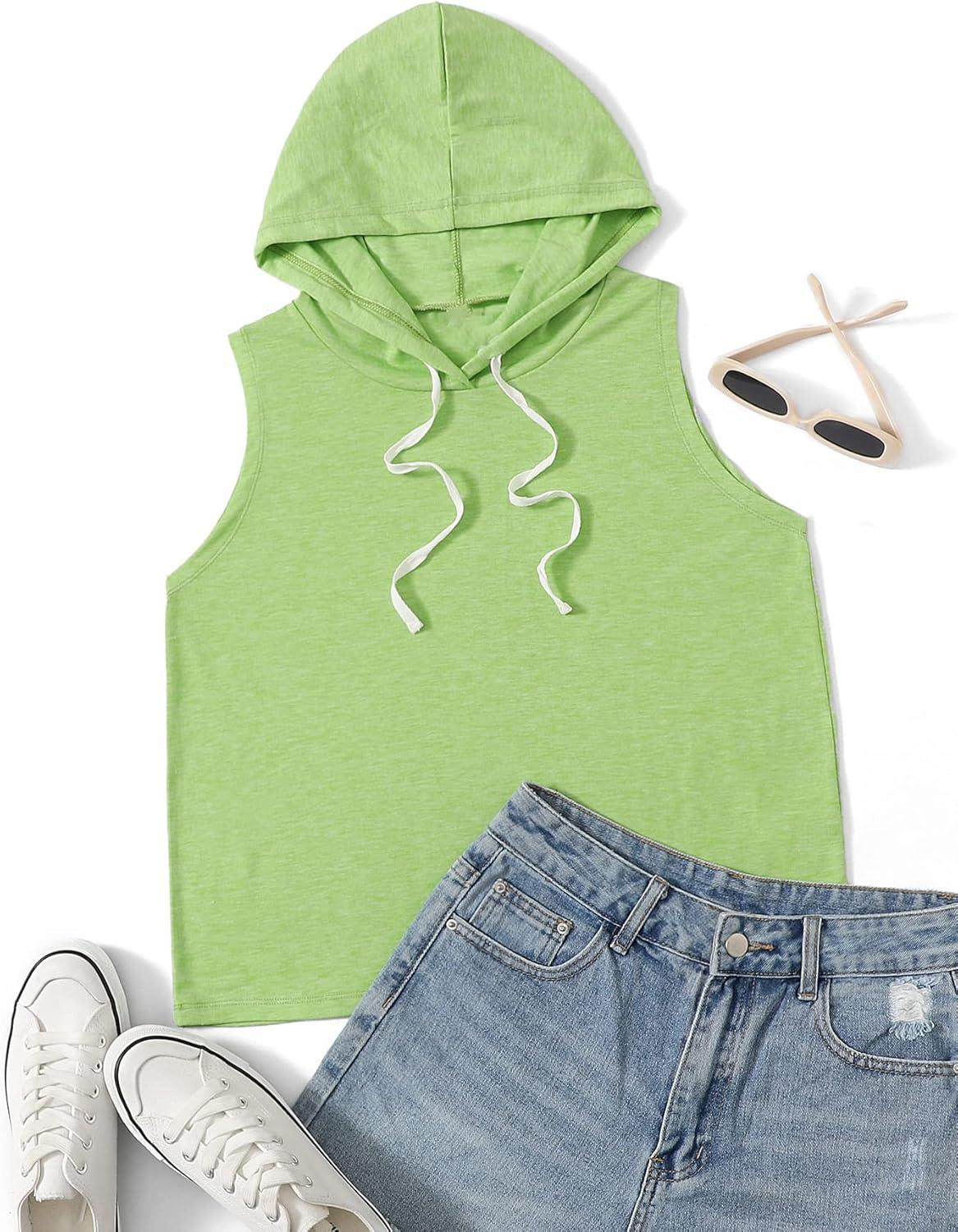 imageSweatyRocks Womens Summer Sleeveless Hooded Tank Top TShirt for Athletic Exercise Relaxed BreathableGrass Green