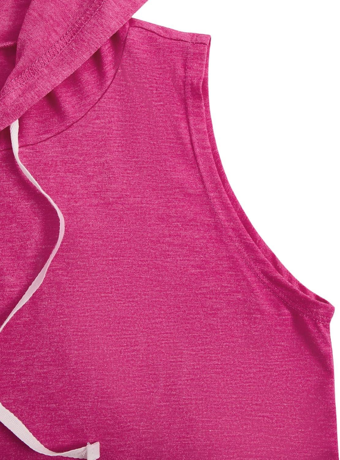 imageSweatyRocks Womens Summer Sleeveless Hooded Tank Top TShirt for Athletic Exercise Relaxed BreathableHot Pink