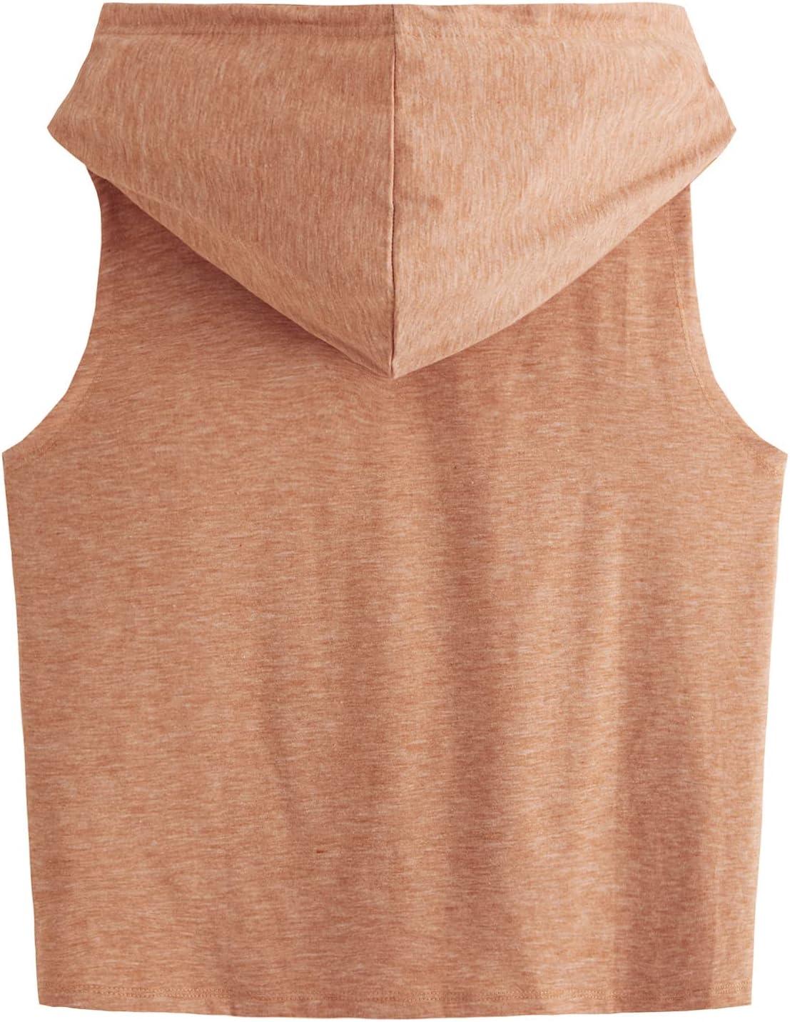 imageSweatyRocks Womens Summer Sleeveless Hooded Tank Top TShirt for Athletic Exercise Relaxed BreathableKhaki