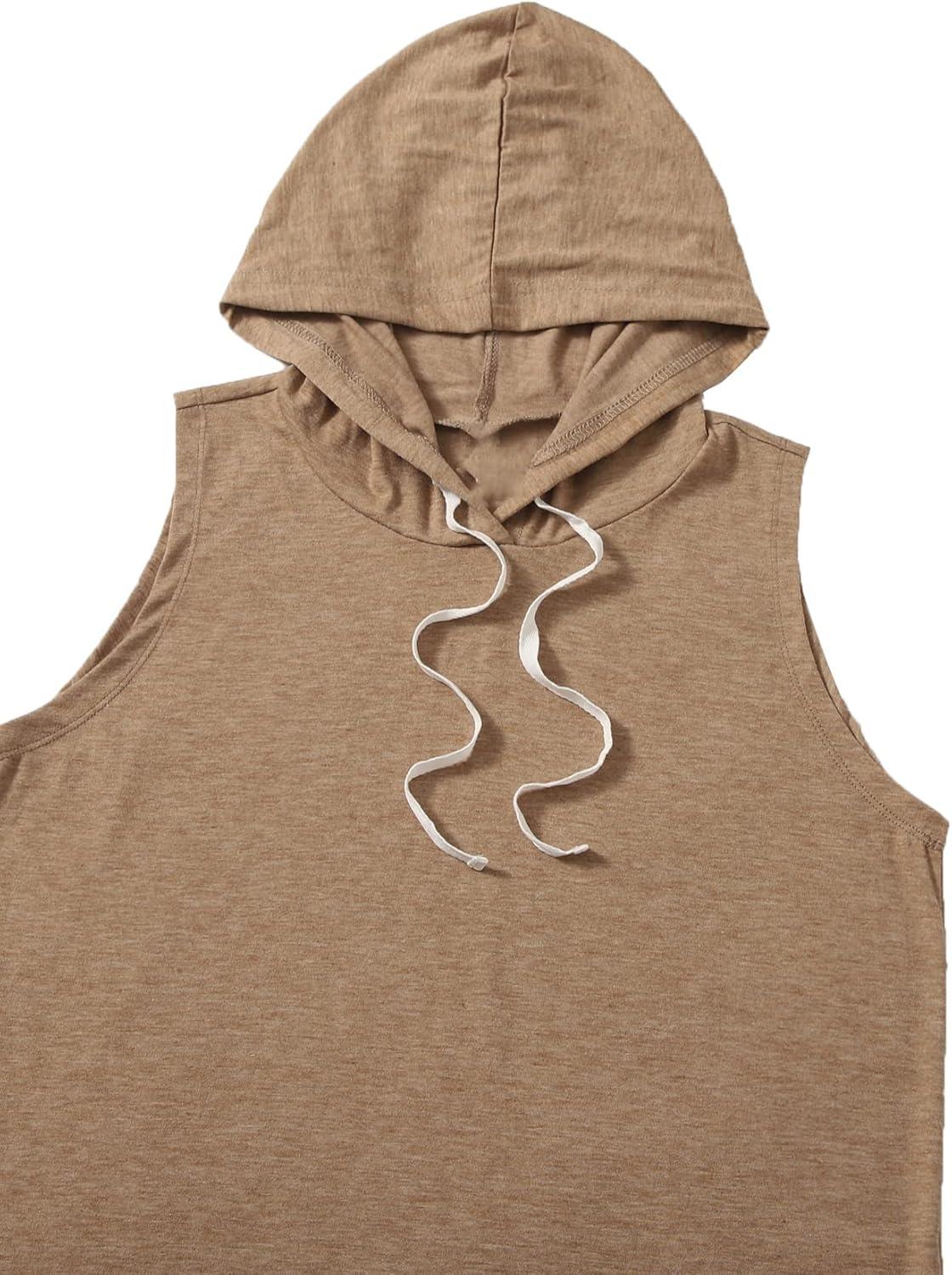 imageSweatyRocks Womens Summer Sleeveless Hooded Tank Top TShirt for Athletic Exercise Relaxed BreathableLight Brown