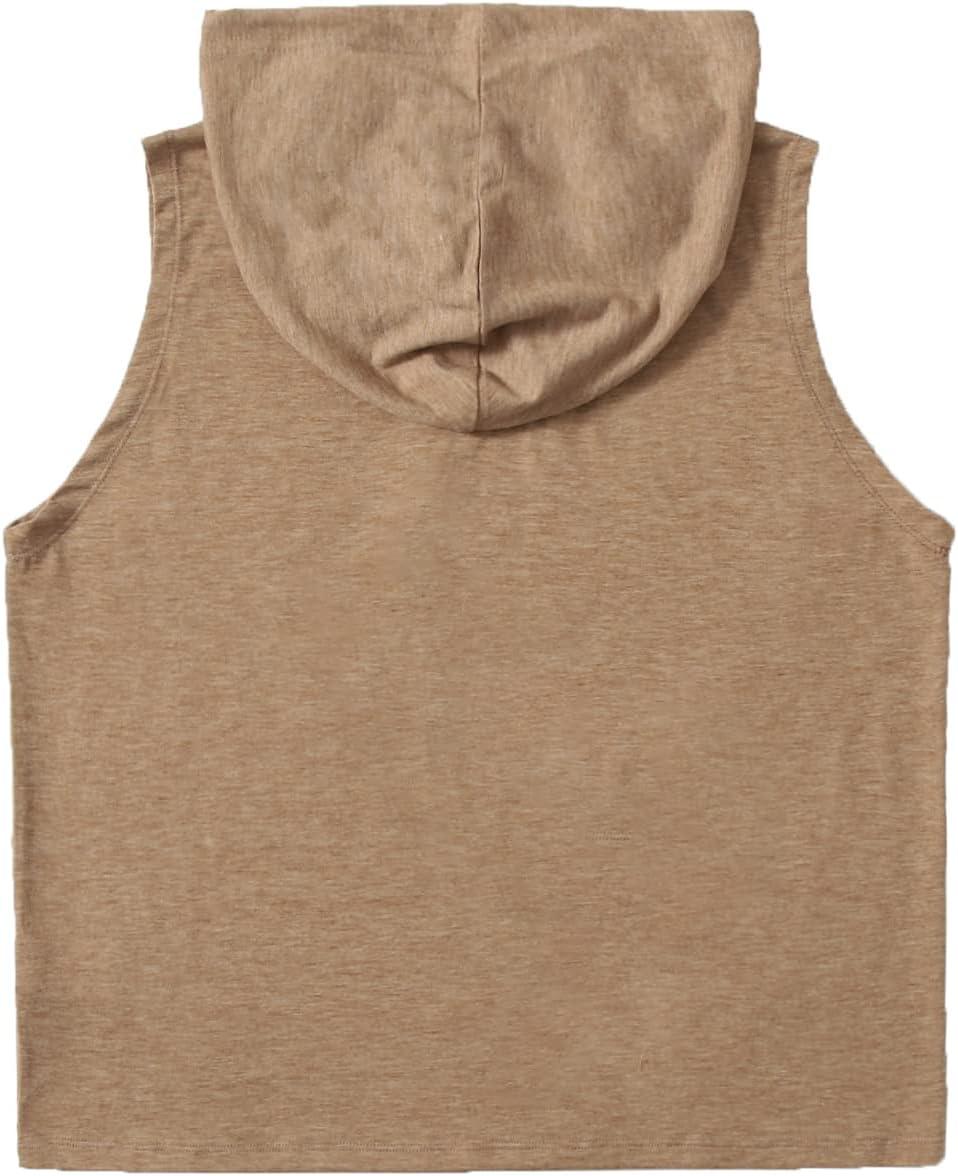 imageSweatyRocks Womens Summer Sleeveless Hooded Tank Top TShirt for Athletic Exercise Relaxed BreathableLight Brown