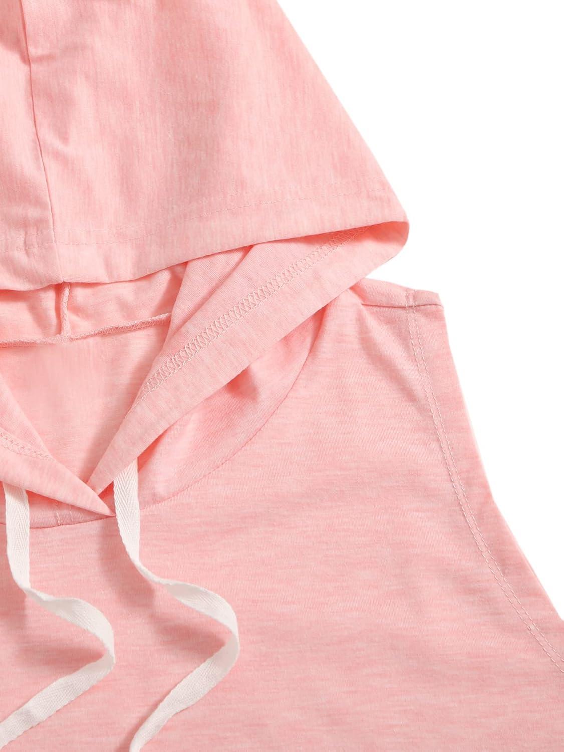 imageSweatyRocks Womens Summer Sleeveless Hooded Tank Top TShirt for Athletic Exercise Relaxed BreathableLight Pink