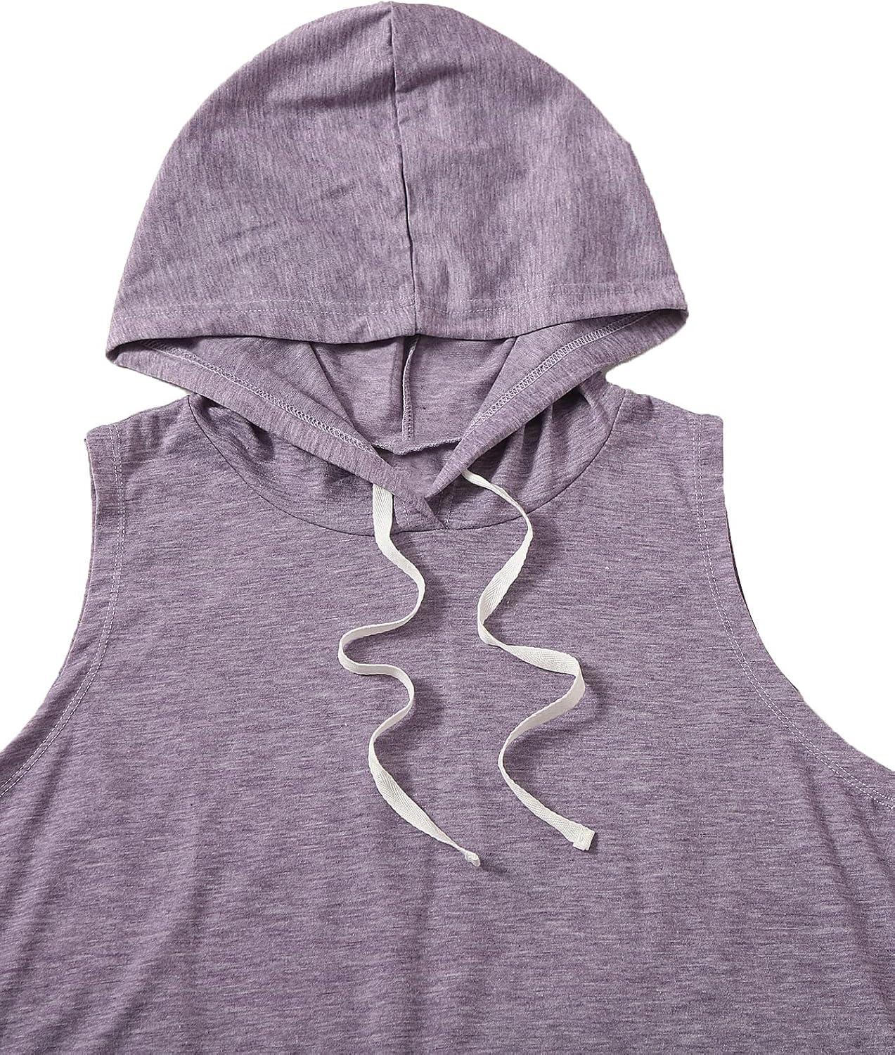 imageSweatyRocks Womens Summer Sleeveless Hooded Tank Top TShirt for Athletic Exercise Relaxed BreathableMauve Purple