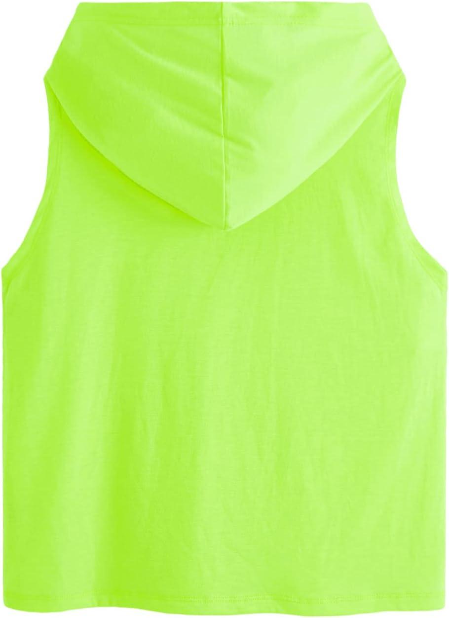 imageSweatyRocks Womens Summer Sleeveless Hooded Tank Top TShirt for Athletic Exercise Relaxed BreathableNeon Green