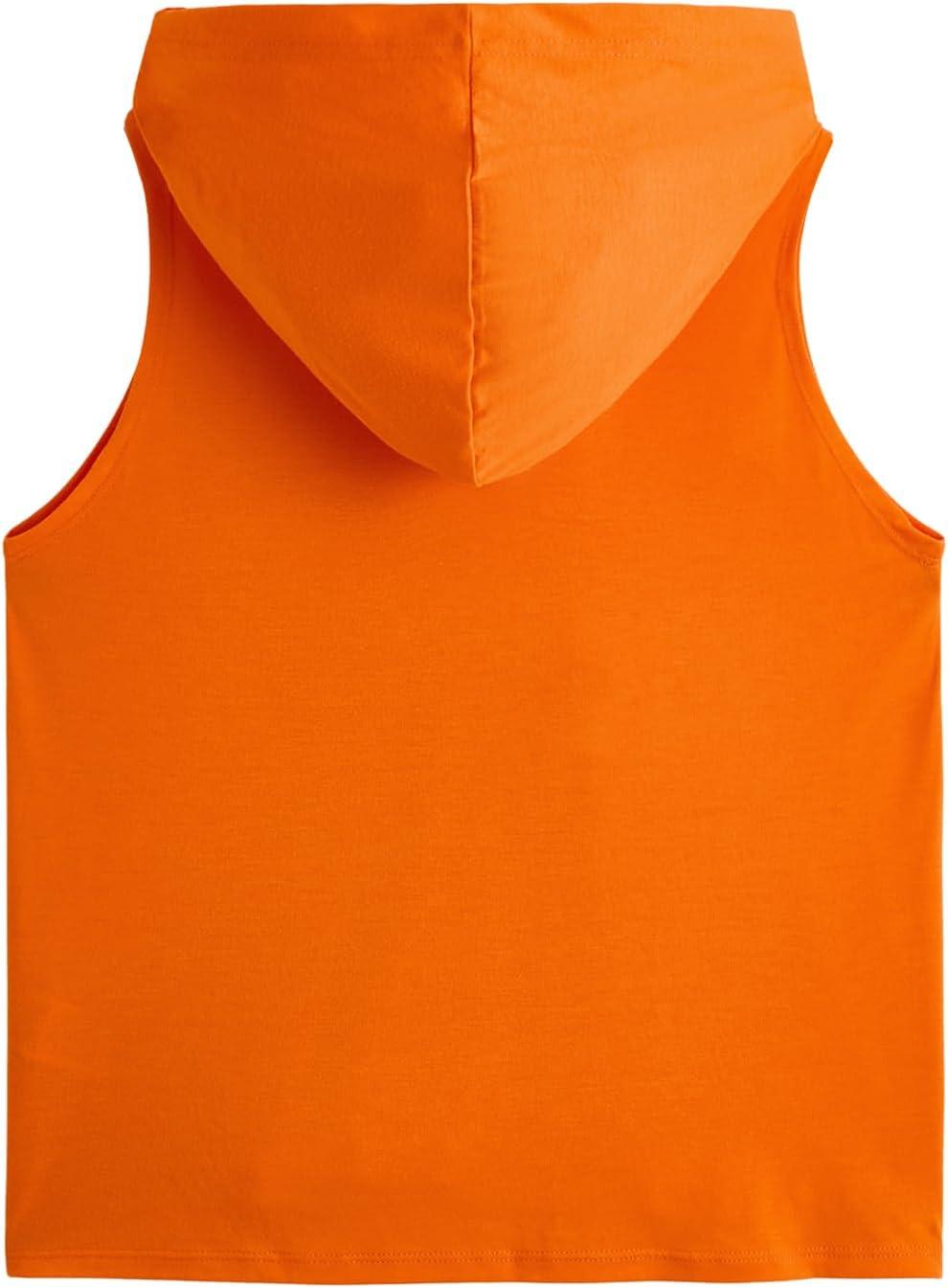 imageSweatyRocks Womens Summer Sleeveless Hooded Tank Top TShirt for Athletic Exercise Relaxed BreathableOrange