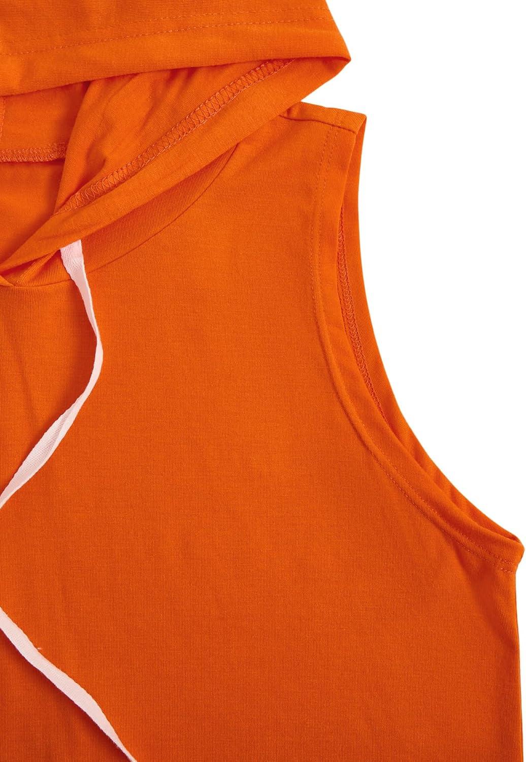 imageSweatyRocks Womens Summer Sleeveless Hooded Tank Top TShirt for Athletic Exercise Relaxed BreathableOrange