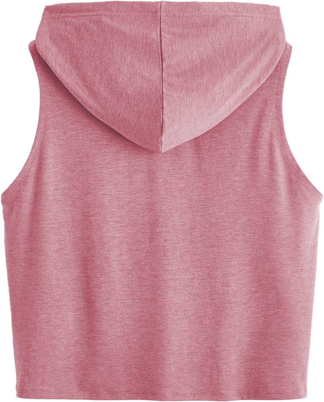imageSweatyRocks Womens Summer Sleeveless Hooded Tank Top TShirt for Athletic Exercise Relaxed BreathablePink Burgundy