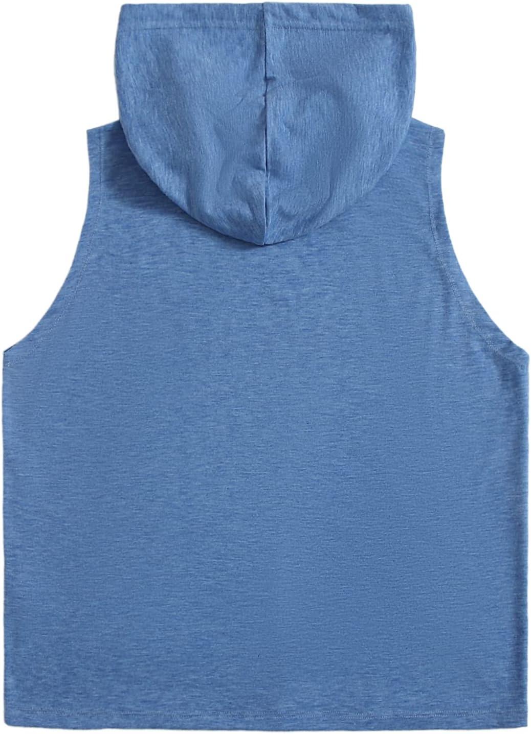 imageSweatyRocks Womens Summer Sleeveless Hooded Tank Top TShirt for Athletic Exercise Relaxed BreathablePlain Blue