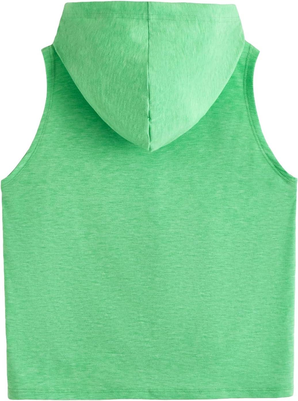imageSweatyRocks Womens Summer Sleeveless Hooded Tank Top TShirt for Athletic Exercise Relaxed BreathablePlain Green