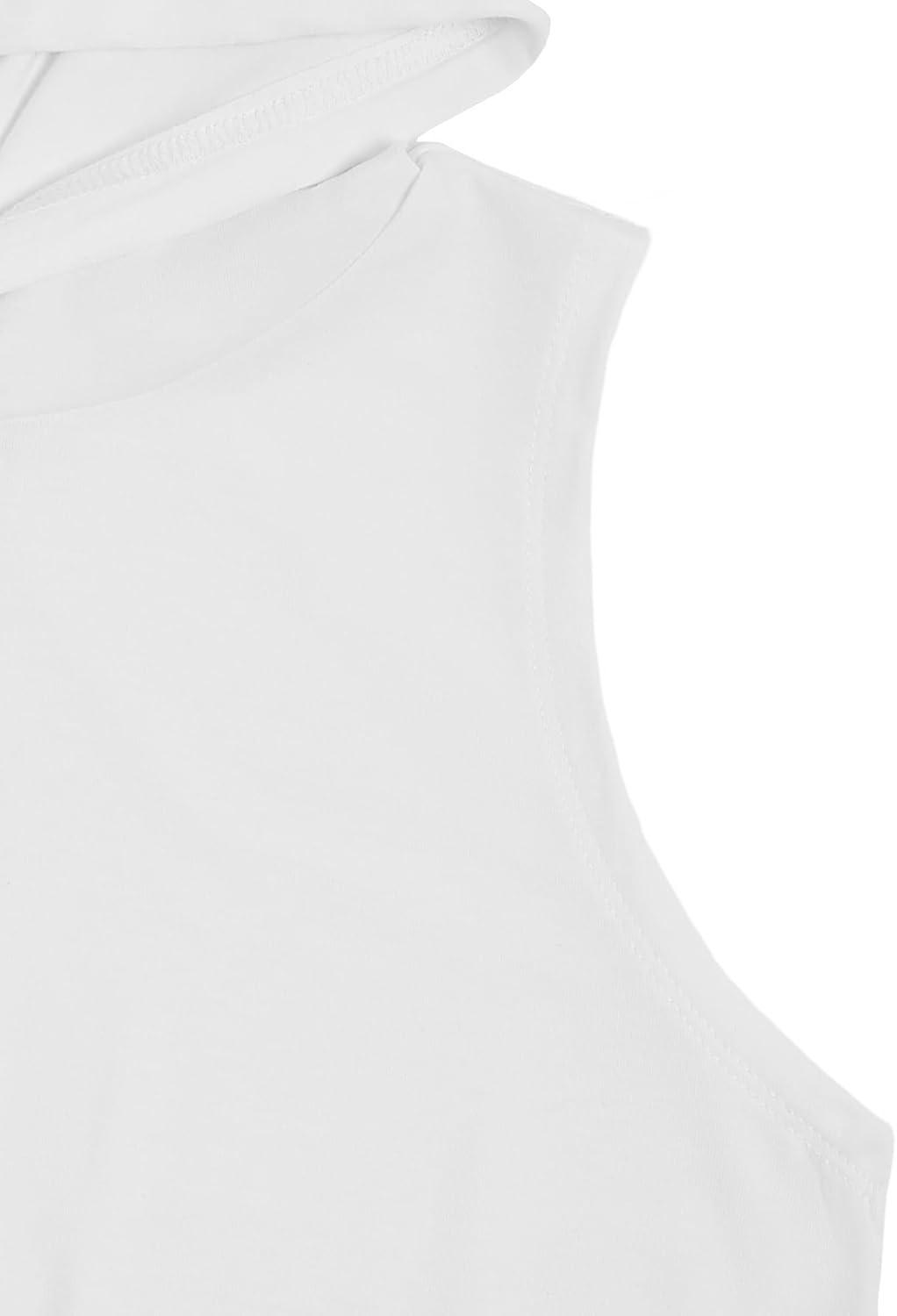 imageSweatyRocks Womens Summer Sleeveless Hooded Tank Top TShirt for Athletic Exercise Relaxed BreathablePlain White