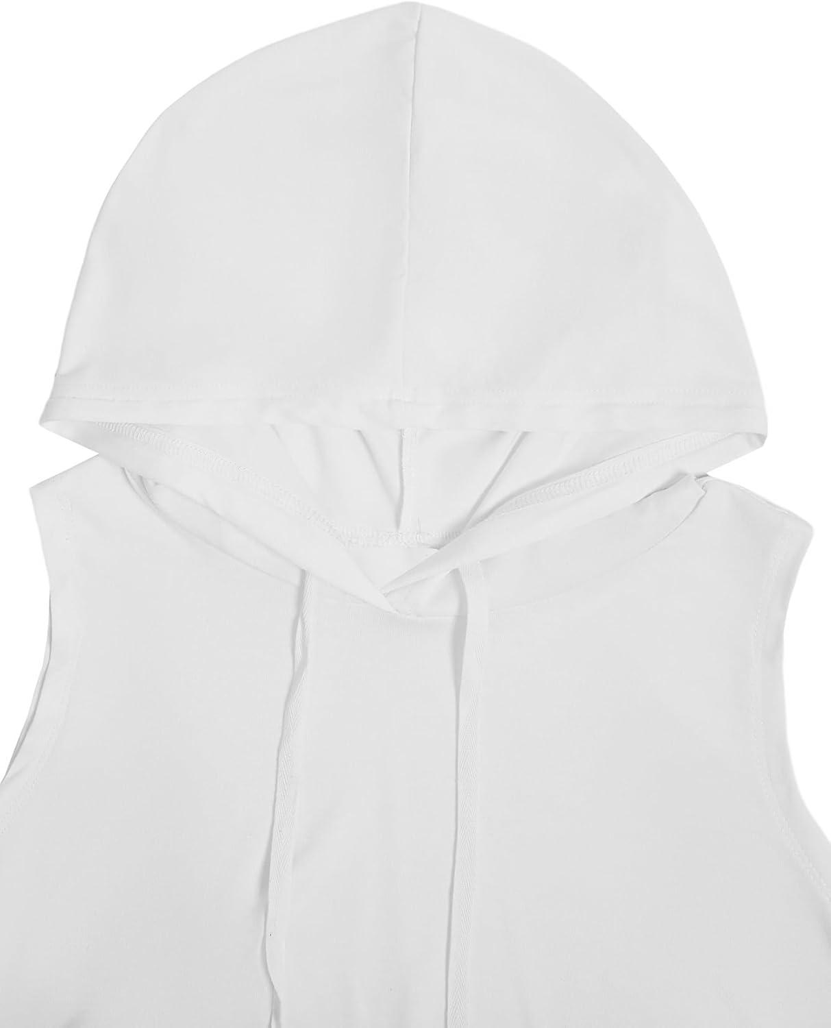imageSweatyRocks Womens Summer Sleeveless Hooded Tank Top TShirt for Athletic Exercise Relaxed BreathablePlain White
