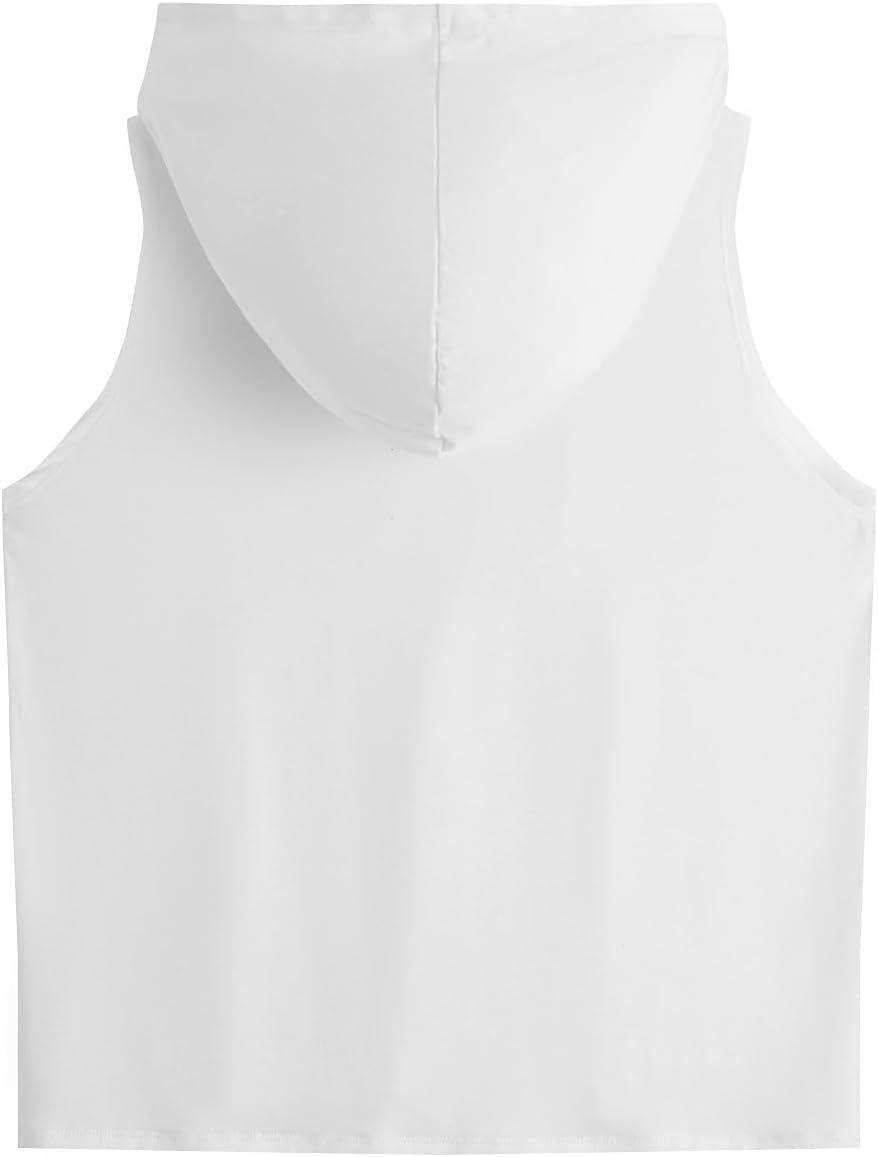 imageSweatyRocks Womens Summer Sleeveless Hooded Tank Top TShirt for Athletic Exercise Relaxed BreathablePlain White