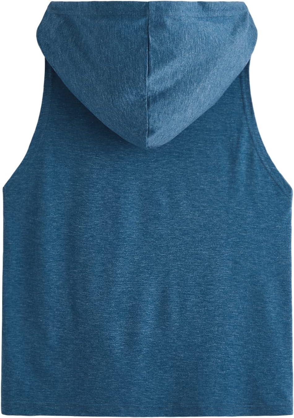 imageSweatyRocks Womens Summer Sleeveless Hooded Tank Top TShirt for Athletic Exercise Relaxed BreathablePocket Blue