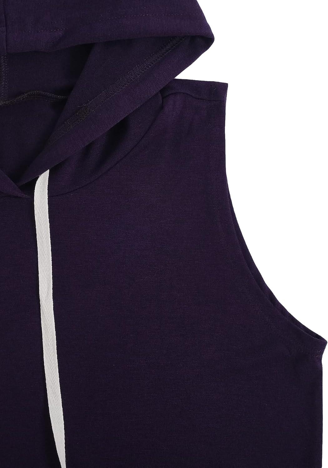 imageSweatyRocks Womens Summer Sleeveless Hooded Tank Top TShirt for Athletic Exercise Relaxed BreathablePurple