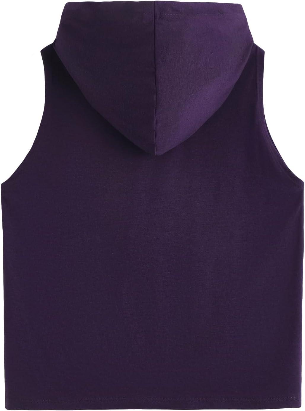 imageSweatyRocks Womens Summer Sleeveless Hooded Tank Top TShirt for Athletic Exercise Relaxed BreathablePurple