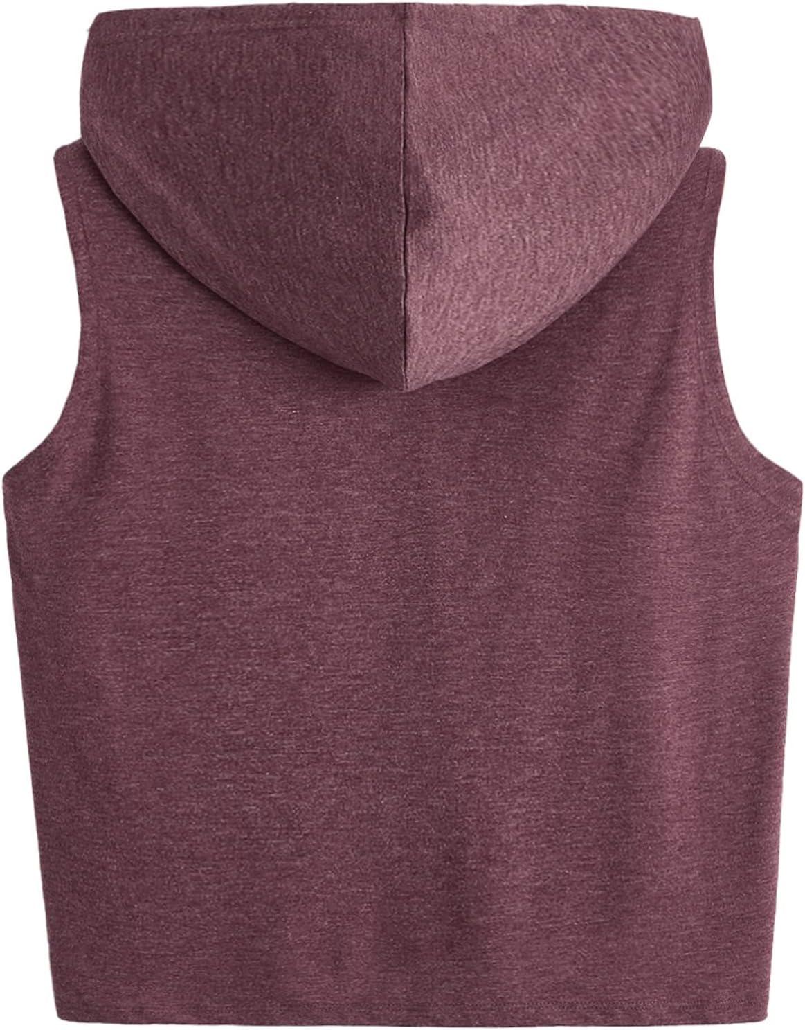 imageSweatyRocks Womens Summer Sleeveless Hooded Tank Top TShirt for Athletic Exercise Relaxed BreathableRed Violet