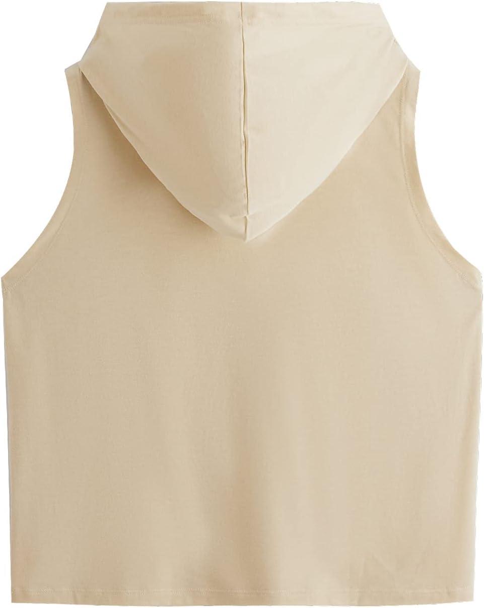imageSweatyRocks Womens Summer Sleeveless Hooded Tank Top TShirt for Athletic Exercise Relaxed BreathableSolid Apricot