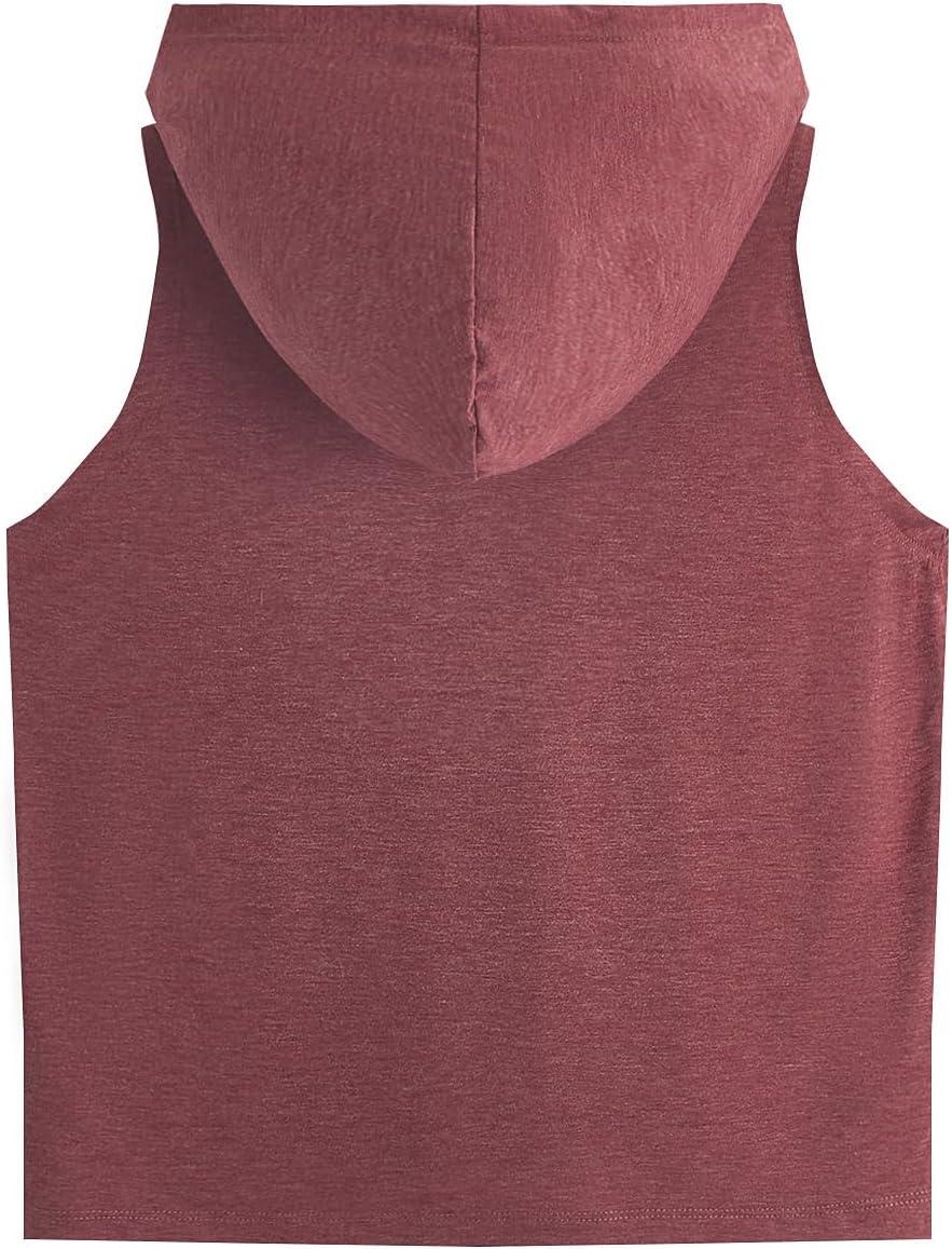 imageSweatyRocks Womens Summer Sleeveless Hooded Tank Top TShirt for Athletic Exercise Relaxed BreathableSolid Burgundy