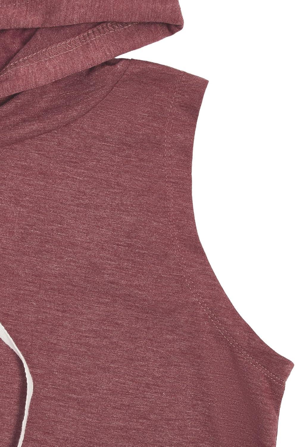 imageSweatyRocks Womens Summer Sleeveless Hooded Tank Top TShirt for Athletic Exercise Relaxed BreathableSolid Burgundy