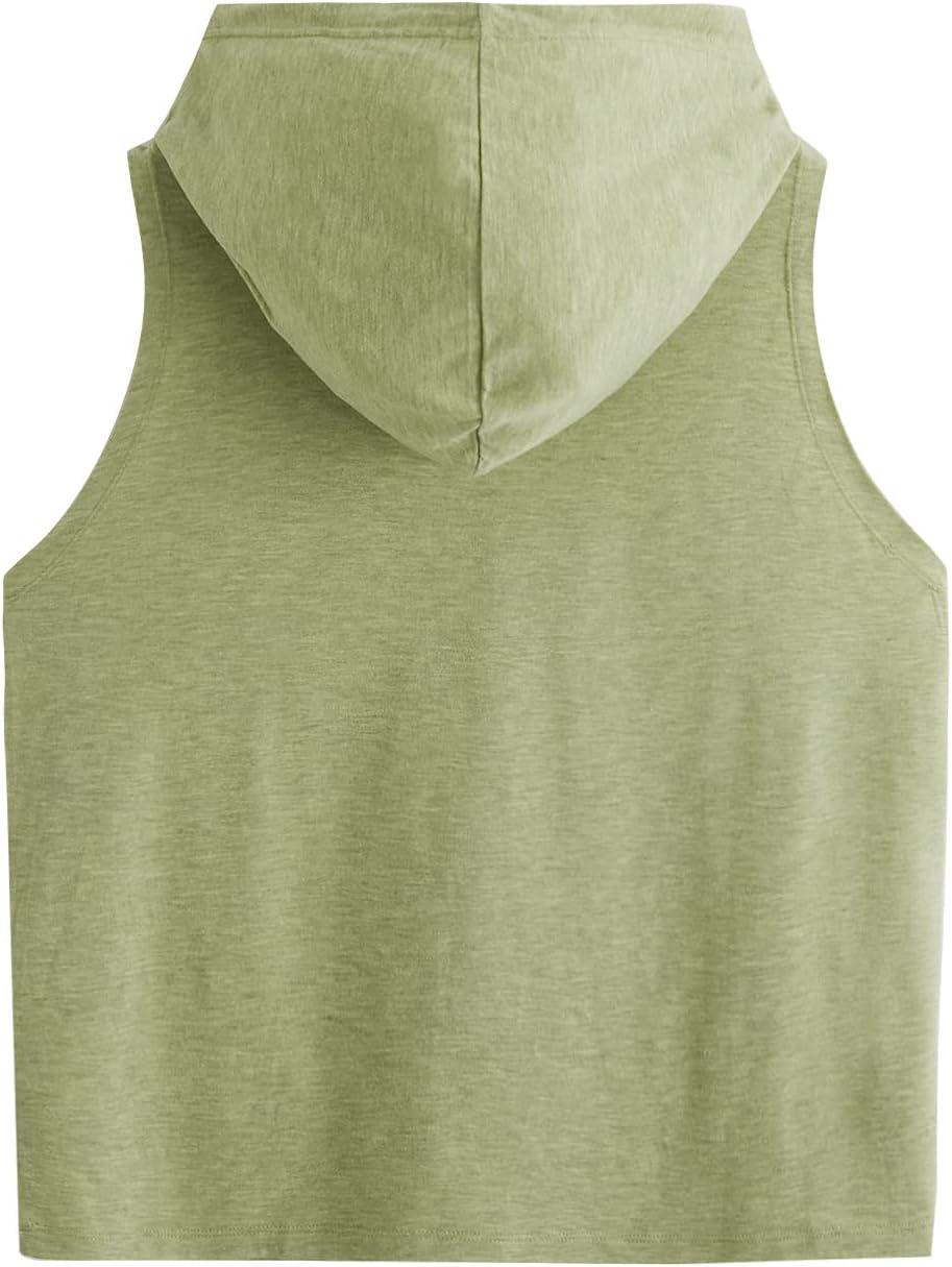 imageSweatyRocks Womens Summer Sleeveless Hooded Tank Top TShirt for Athletic Exercise Relaxed BreathableSolid Green