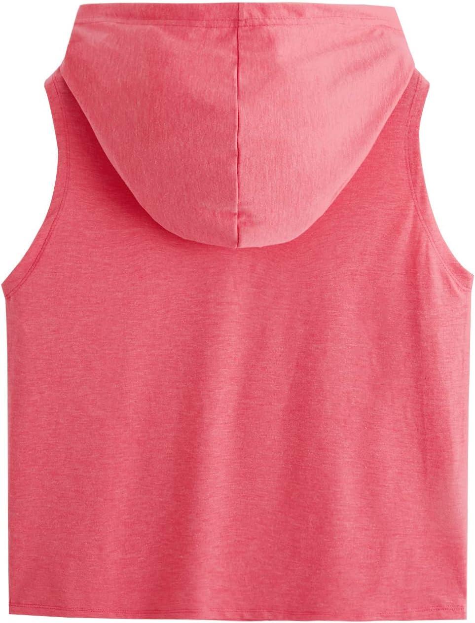 imageSweatyRocks Womens Summer Sleeveless Hooded Tank Top TShirt for Athletic Exercise Relaxed BreathableSolid Hot Pink