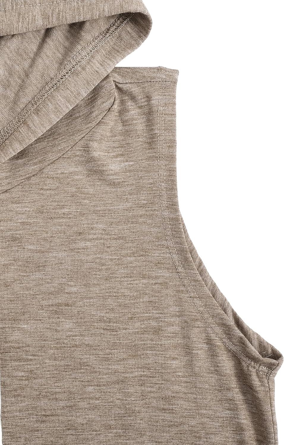 imageSweatyRocks Womens Summer Sleeveless Hooded Tank Top TShirt for Athletic Exercise Relaxed BreathableSolid Khaki