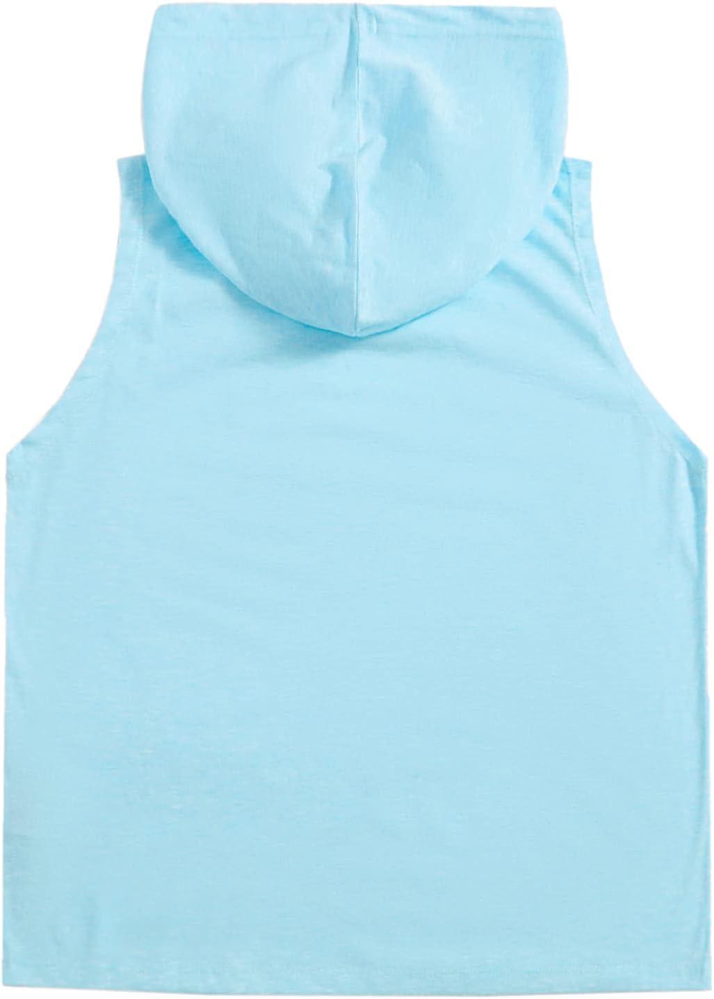 imageSweatyRocks Womens Summer Sleeveless Hooded Tank Top TShirt for Athletic Exercise Relaxed BreathableSolid Light Blue