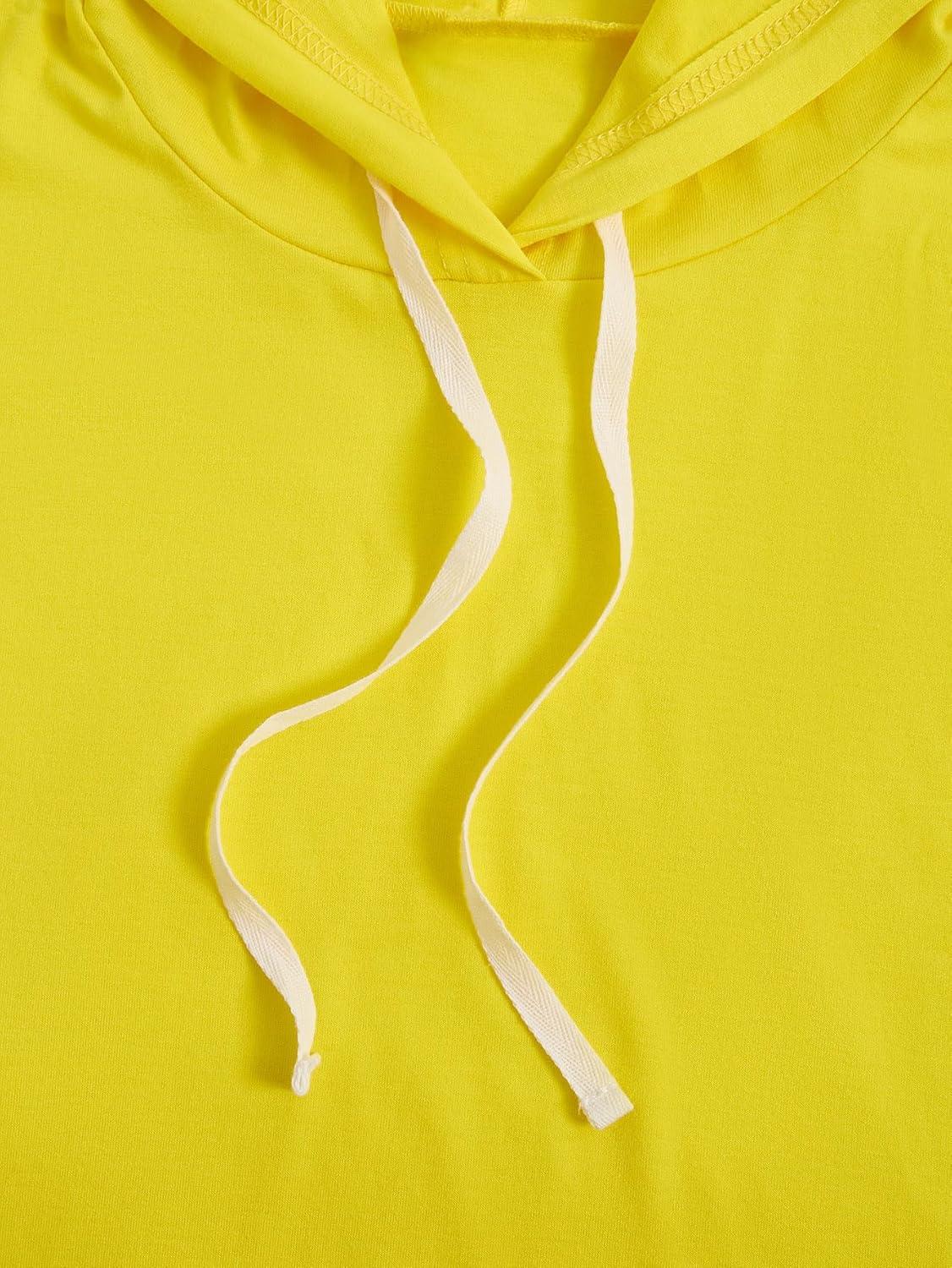 imageSweatyRocks Womens Summer Sleeveless Hooded Tank Top TShirt for Athletic Exercise Relaxed BreathableSolid Yellow