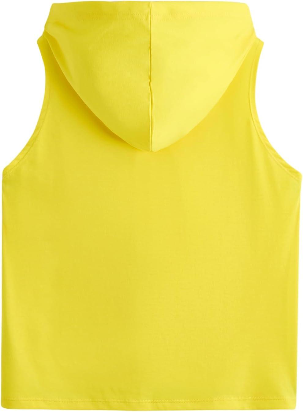 imageSweatyRocks Womens Summer Sleeveless Hooded Tank Top TShirt for Athletic Exercise Relaxed BreathableSolid Yellow