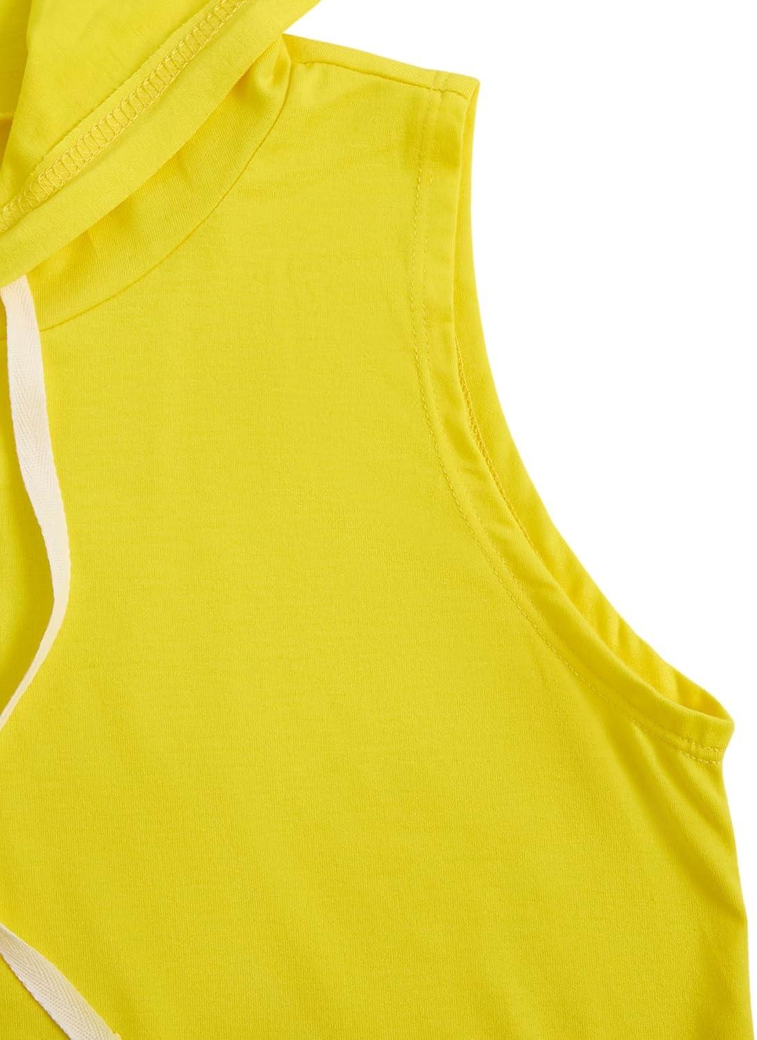 imageSweatyRocks Womens Summer Sleeveless Hooded Tank Top TShirt for Athletic Exercise Relaxed BreathableSolid Yellow
